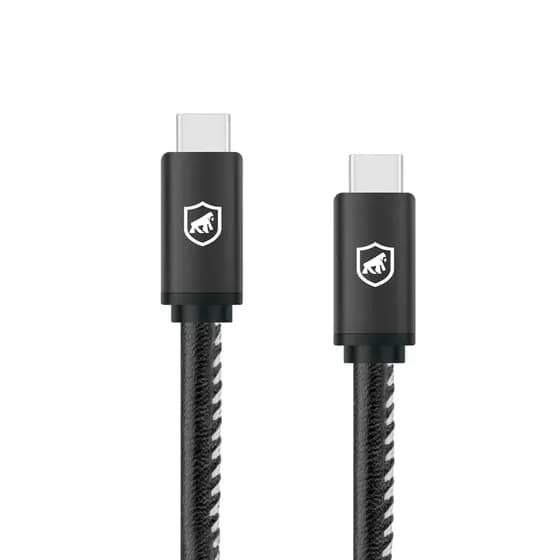 Cabo Carregamento Rápido Turbo Militar Tipo C / Tipo C 1,5m 60w Em Nylon Trançado Gshield Cor Preto