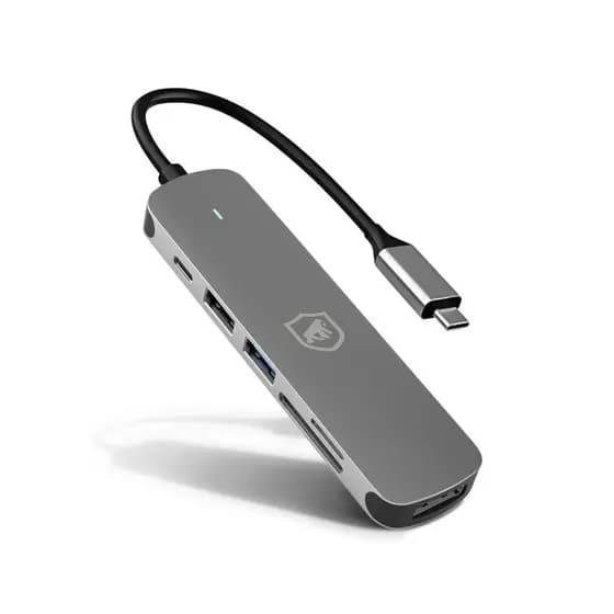 Gshield Adaptador Hub Multifuncional 6 em 1 USB-C, Hub USB 3.0 com Saída HDMI 4K Leitor de Cartão SD, Micro SD e TF
