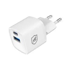 Carregador Turbo Gan Ultra Slim Tipo-C + USB-A 20W - Branco - Gshield