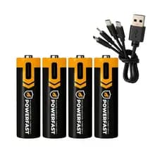 Pilha Recarregável AAA Turbo PowerFast - 4 Unidades - Alta Capacidade, Até 1200 Recargas - Gshield