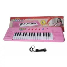 Mini Teclado Piano com Microfone Rosa para meninas