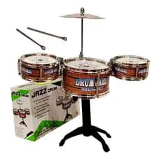 Mini bateria infantil rock band com 3 tambores e 1 prato de metal