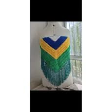 Blusa do brasil com franjas de crochê/ cropped do brasil de crochê