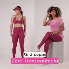 KIT 3 PEÇAS CONJUNTO DE ACADEMIA FEMININO  e BLUSA DE TULE+ CALÇA + TOP FITNES PREMIUM ZERO TRANSPARÊNCIA