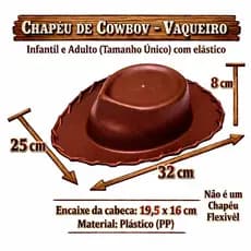 Chapéu de Cowboy Woody para Crianças com Elástico do Story