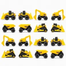 Kit 16 Carrinhos a Fricção Tratores Caminhão de Construção