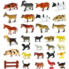 Fazenda de Bichos com Cercado 30 Animais Premium de Brinquedo Pintura Realista