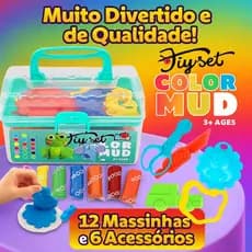Maleta de Brinquedo com 12 Massinhas e 6 Acessórios de Modelar Infantil Educativo