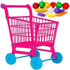 Carrinho de Compras Rosa p/ Super Market + Frutas Legumes
