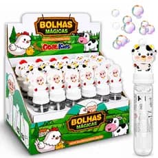 Display 24 Tubos Bolhas de Sabão Bichinhos Fazendinha Caixa para Festa Sacola Surpresa