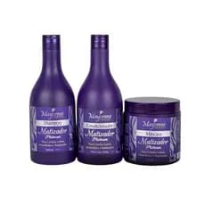Kit Capilar Cabelos Shampoo Loiro Matizador Condicionador Mascara
