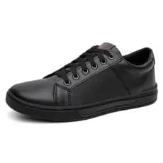 Sapatenis Masculino Couro Casual Preto Detalhes Exclusivo