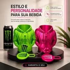 Porta Lata Moletom Para Energético 473ml Com Tampa E Abridor
