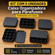 kit com 5/10/15/20 caixas organizadoras para parafusos – 15 Divisórias com Tampa