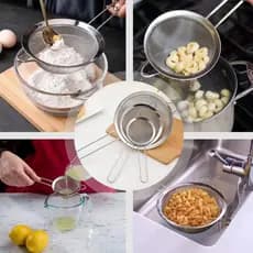 Peneira De Cozinha aço Inox 8, 10, 12, 14, 16, 18 e 20 cm, sucos massas farinha todos os tamanhos