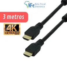 Cabo HDMI 3 Metros 4K Full HD 3D V 1.4 para PC Notebook  PS3 PS4 Projetor Monitor