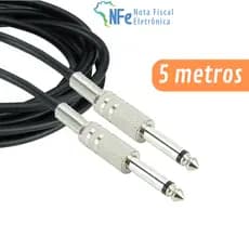 Cabo P10 Mono 5 Metros Violão Contra Baixo Teclado Piano Bateria Caixa de Som Monitor de Audio