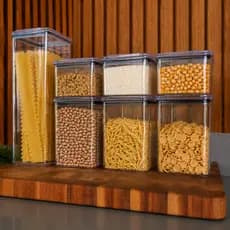 Kit 7 Potes Hermético 3 Tamanhos Acrílico Armazenar Alimento