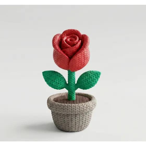 Rosa Eterna Efeito Tricô | Presente Criativo Dia dos Namorados | Decoração |