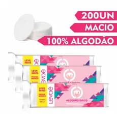 Algodão Em Disco 200 Unidades Limpeza Facial Maquiagem Estética