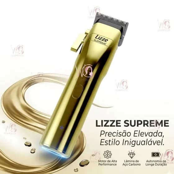 Máquina Cartar Cabelo Barba Profissional Lizze Supreme Barbearia Original Bateria Ultra Lamina Fade