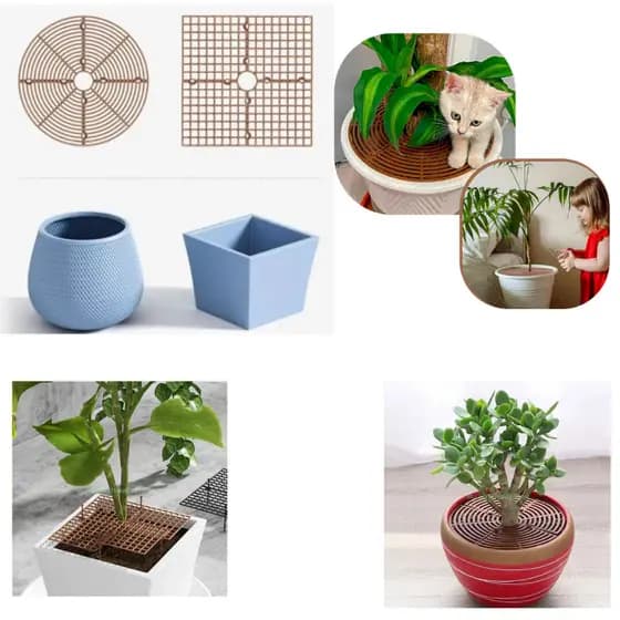 Grade de Proteção para Vasos de Plantas Quadrado e Redondo Evita Terra pela Casa