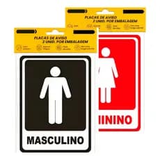 Kit Placas Banheiro Masculino Feminino Wc Sanitário