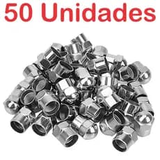 Kit 50 - Tampinha Cromada Bico Pneu Carro Moto Bicicleta - Tampa Válvula