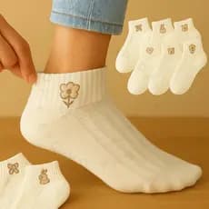 Kit Meia Branca Feminina Respiravel Algodão Confortável Tam Único 35-40