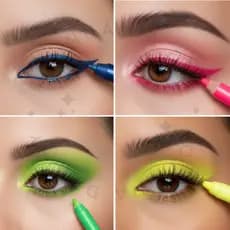 Lápis de Olho Delineador Colorido com Glitter Neon Fácil de Aplicar Resistente à Água Copa do Mundo
