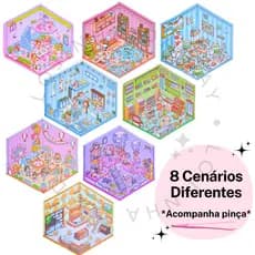 Adesivo Cenário Paisagem 3D DIY + Pinça Paisagismo Scrapbooking Cenário Fofinho Presente Criativo Relaxante