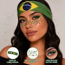 Copa do Mundo Torcida Álbum ou Bandana do Brasil ou Lápis Glitter Delineador ou Testeira Futebol Bandeira de Carro