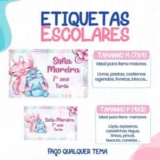 136 ou 188 Etiquetas LILO E STITCH AQ Adesivas Escolares Personalizadas / Material Escolar / Volta as Aulas / ETIQUETA E