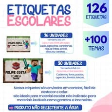 126 Etiquetas adesivas personalizadas, + de100 temas, etiquetas adesivas para material Escolar,  ETIQUETA Personalizadas