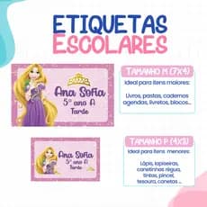 136 ou 188 Etiquetas RAPUNZEL Escolares Personalizadas Adesivas / Material Escolar / Volta as Aulas / ETIQUETA ESCOLARES