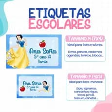 136 ou 188 Etiquetas BRANCA DE NEVE / Etiquetas Adesivas Escolares Personalizadas / ETIQUETA Escolar / Volta as Aulas