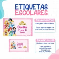 136 ou 188 Etiquetas PRINCESA DISNEY Adesivas Para material Escolar ETIQUETA Personalizadas Escolar Volta as Aulas per