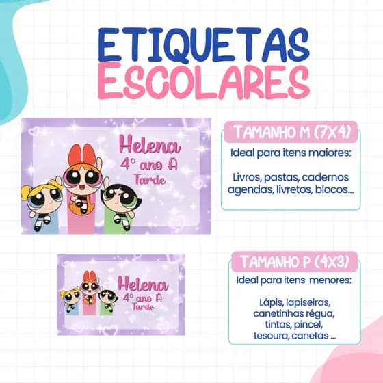 136 ou 188 Etiquetas SUPER PODEROSAS Adesivas Para material Escolar ETIQUETA Personalizadas Escolar Volta as Aulas per