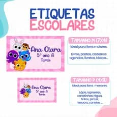 136 ou 188 Etiquetas BOLOFOFOS MENINA Adesivas Para material Escolar ETIQUETA Personalizadas Escolar Volta as Aulas per