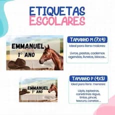 136 ou 188 Etiquetas country cavalos Adesivas Para material Escolar ETIQUETA Personalizadas Escolar Volta as Aulas per
