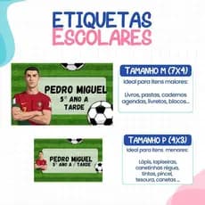 136 ou 188 Etiquetas CRISTIANO RONALDO Adesivas Para material Escolar ETIQUETA Personalizadas Escolar Volta as Aulas