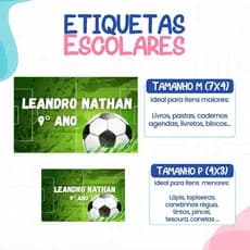 136 ou 188 Etiquetas FUTEBOL Adesivas Para material Escolar ETIQUETA Personalizadas Escolar Volta as Aulas