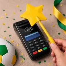 Varinha Estrela grande Copa Brasil Cartão de Crédito Tap to Pay - Varinha Mágica - Varinha de Pagamento Aproximação