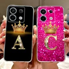 Xiaomi Redmi Nota 13 Pro 5G/Note13 Plus 5G Nova Moda Coroa Letra Inicial Silicone Macio TPU Casal Caso De Telefone