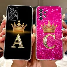 Para Samsung Galaxy A32 4G SM-A325F/A32 5G A326B Moda Coroa Letra Inicial Silicone Macio TPU Casal Caso De Telefone