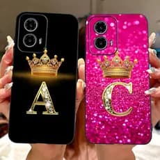 Para Motorola MOTO G24 G34 Moda Coroa Letra Inicial Casal Caso De Telefone G34 G24 Potência Silicone Macio TPU Embalagem