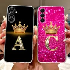 Para Samsung Galaxy A15 4G 5G SM-A155F A156B Moda Coroa Letra Inicial Casal Caso De Telefone Silicone Macio TPU Embalage