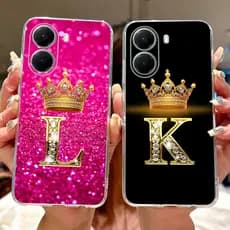 Para Xiaomi Poco X7 Pro PocoX7 2024 Moda Coroa Letra Inicial Casal Caso De Telefone X7Pro Silicone Macio TPU Embalagem