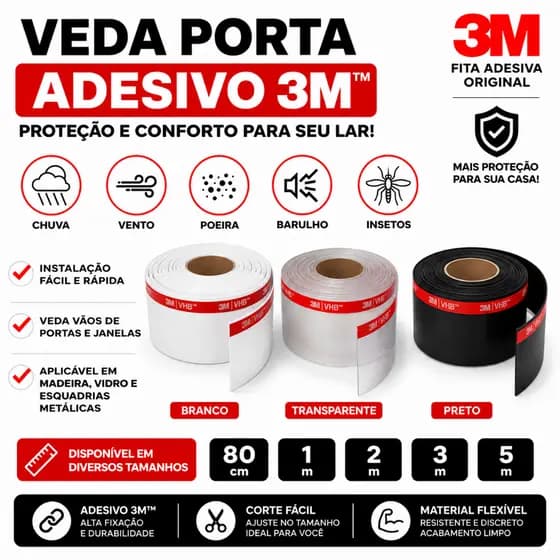 Fita Veda Fresta de Porta Transparente Adesivo 3mJanela Portão Protege de Insetos Escorpiões Baratas