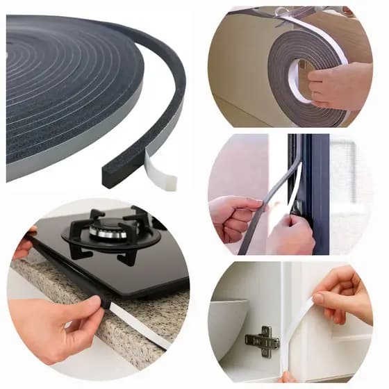 Fita Adesiva Borracha Veda Fresta Porta Janela Vedação Fogão Cooktop 11x6 Rolo AntiSujeira Espuma Ar